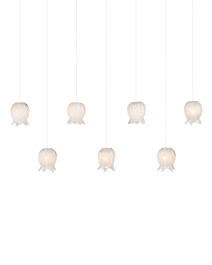 Pendants:Multi Polpo White 7-Light Linear Multi-Drop Pendant