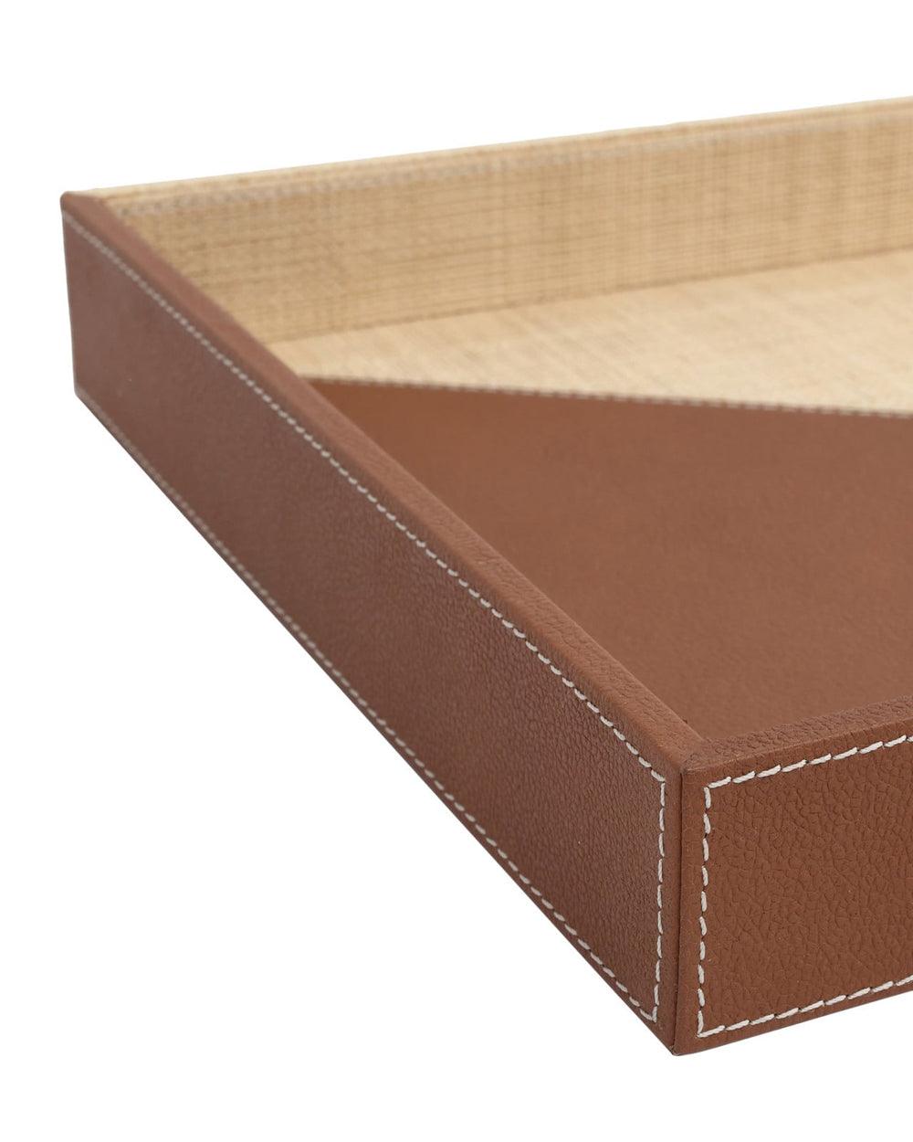 Serveware: Trays Leather & Raffia Tray Set of 2