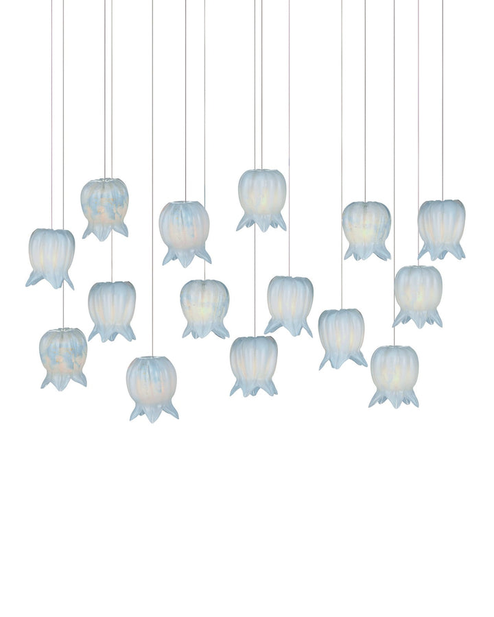 Pendants:Multi Polpo Blue 15-Light Linear Multi-Drop Pendant
