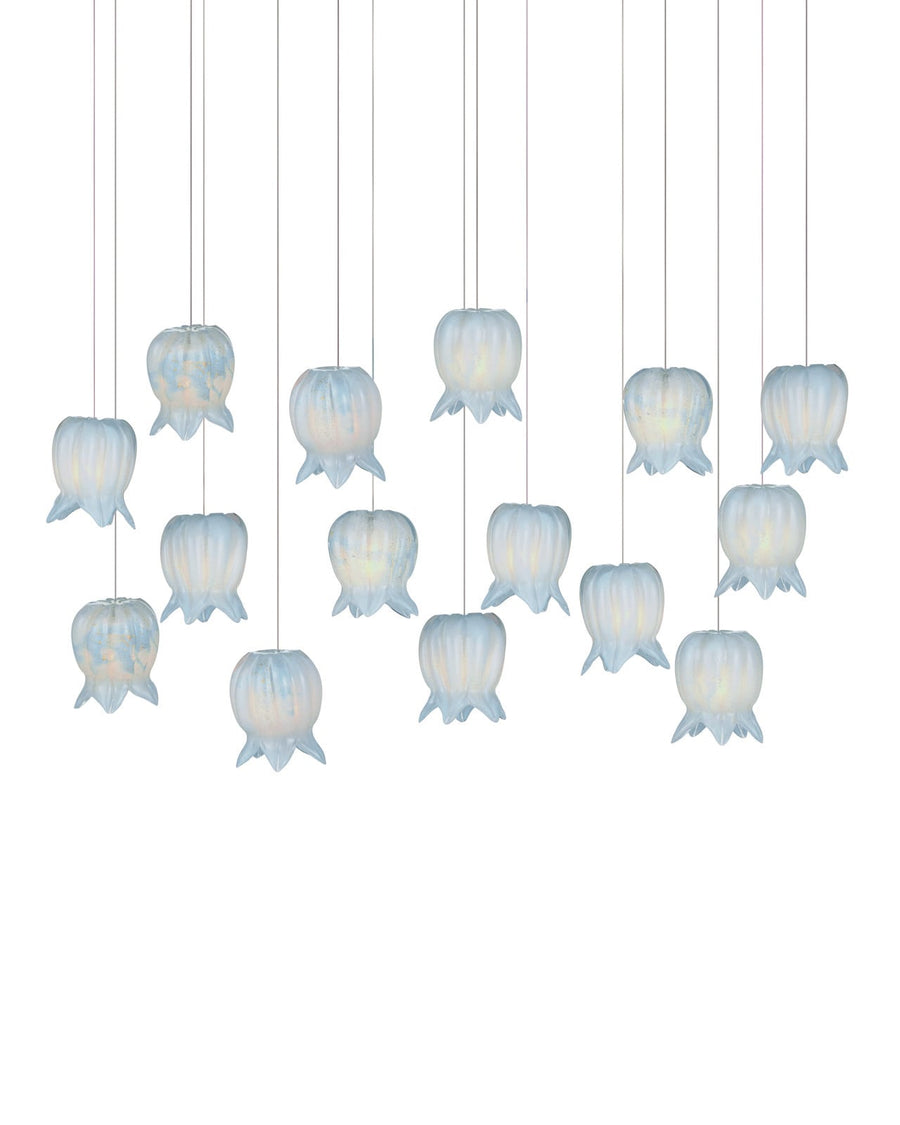 Pendants:Multi Polpo Blue 15-Light Linear Multi-Drop Pendant