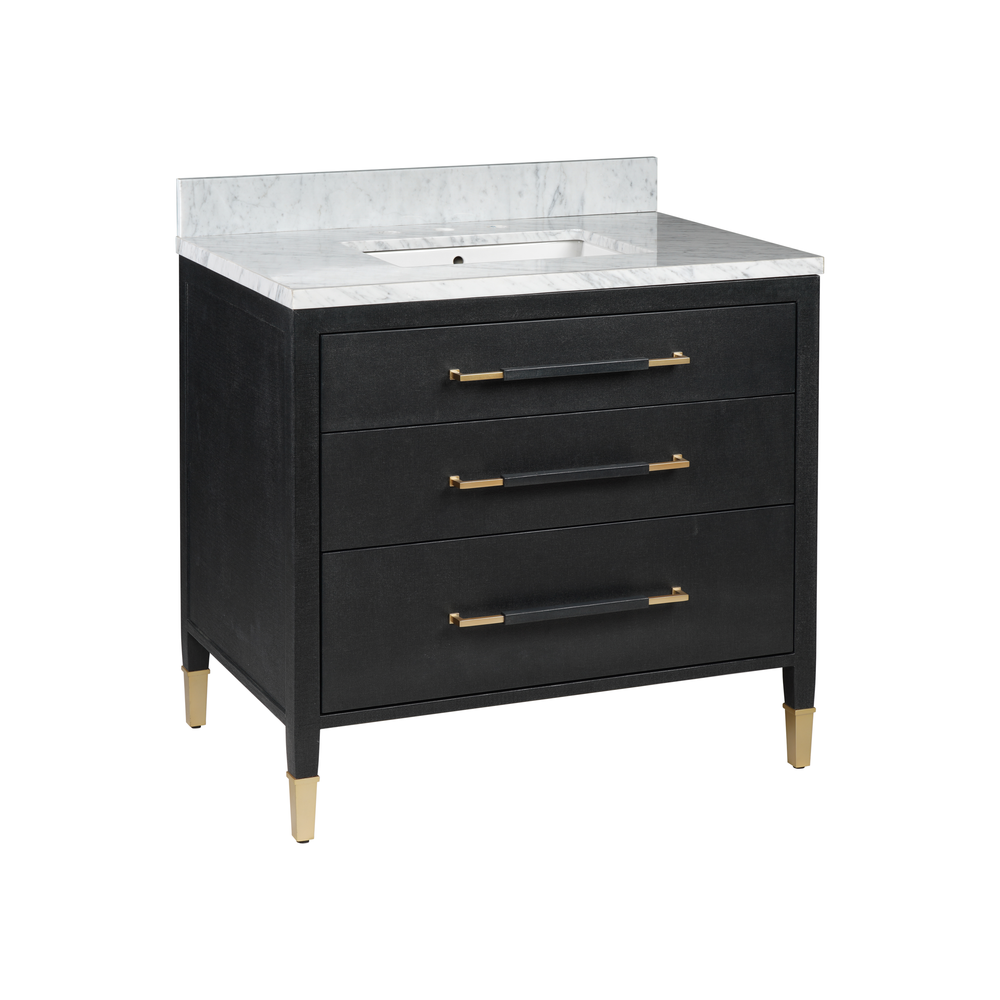 Verona 36" Black Linen Vanity with Rectangular Undermount Sink