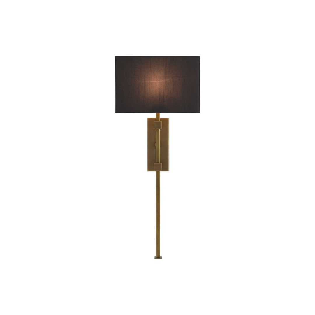 Edmund Brass Wall Sconce, Black Shade