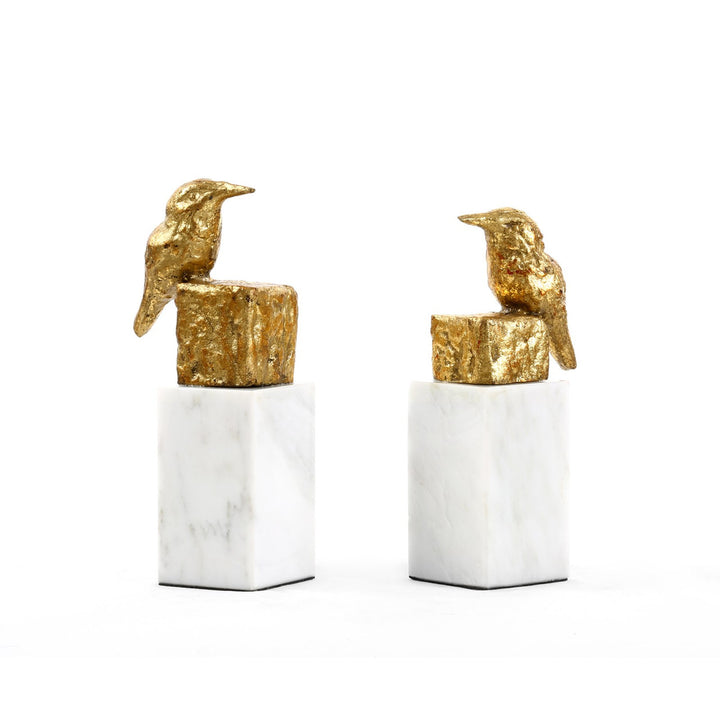Finch Statue (Pair), Gold Leaf
