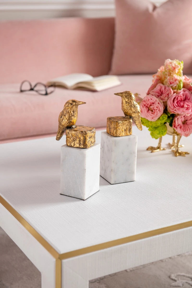 Finch Statue (Pair), Gold Leaf
