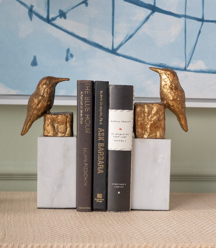 Finch Statue (Pair), Gold Leaf