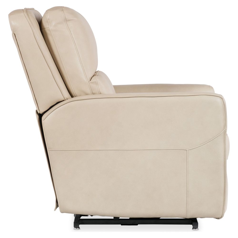 Velour Power Recliner w/ Power Headrest, Lumbar, and Lift - Beige