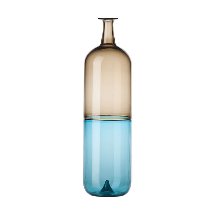 Bolle Glass Vase in Blue Green / Grey, 13.58" H