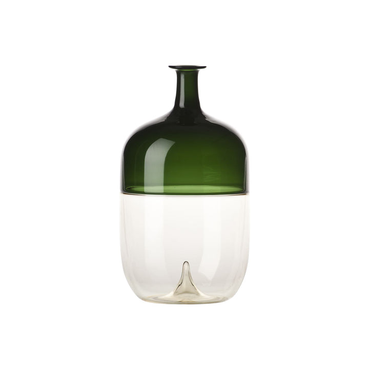 Bolle Glass Vase in Apple Green / Straw Yellow, 9.84" H