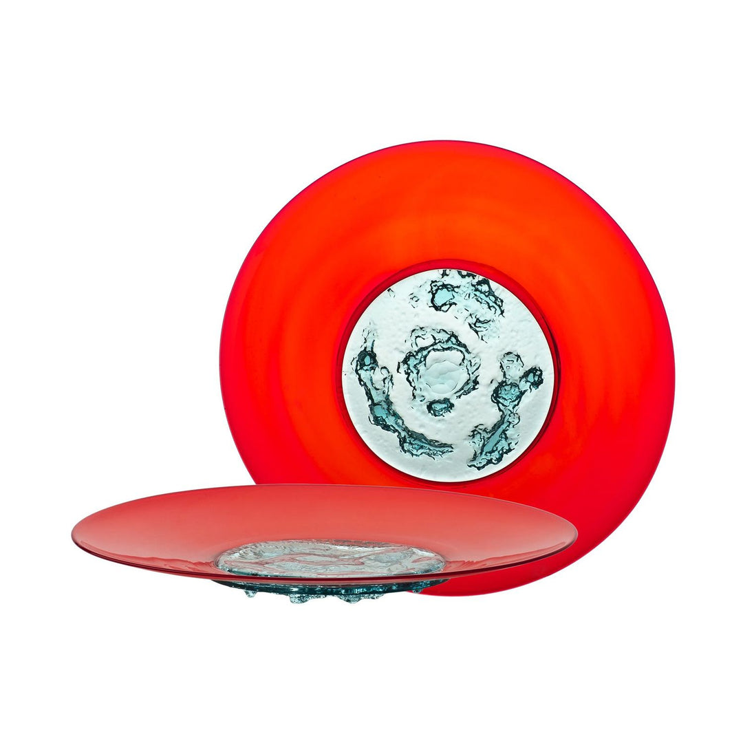 Piatto di Tapio Glass Plate in Red / Aquamarine
