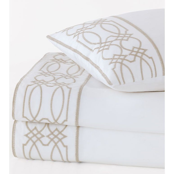 Bedding: Sheets Nirvana Embroidered Border Flat Sheet