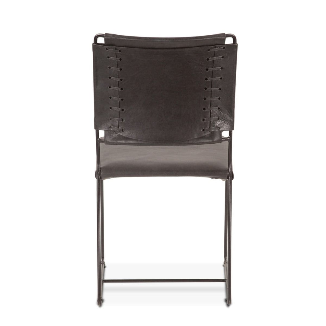 New York 17" Buffalo Leather and Iron Dining Chair-Home Trends & Designs-HOMETD-FNY-DC18BLK-Dining ChairsBlack-4-France and Son