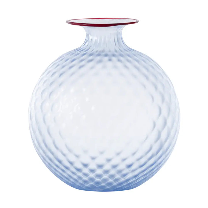 Monofiori Balloton By Venini, shown in pale ice blue and transparent clear with blown glass and murano glass.