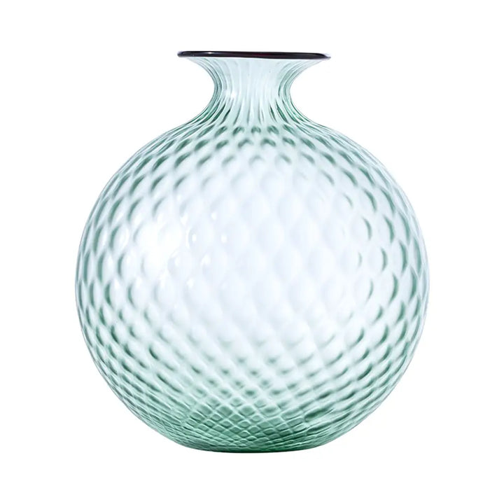 Monofiori Balloton By Venini, shown in pale green and seafoam green with blown glass and murano glass.