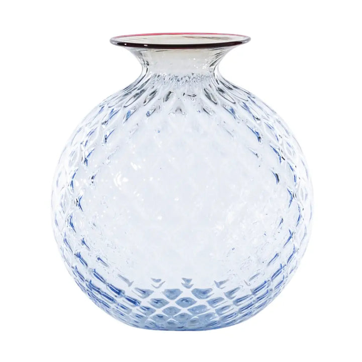 Monofiori Balloton By Venini, shown in clear and colorless with blown glass and open flared mouth for stems.
