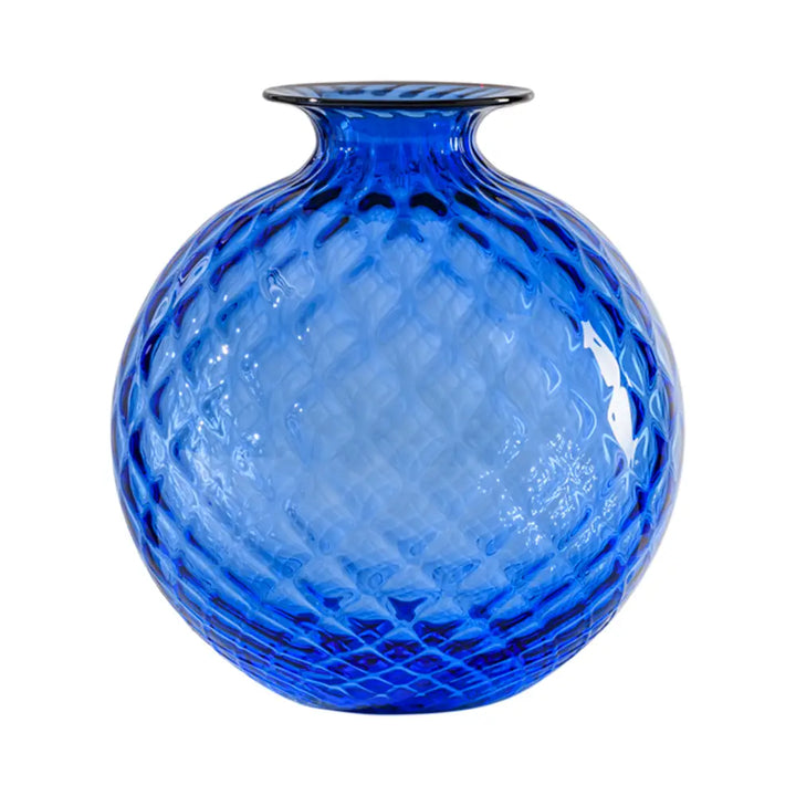 Monofiori Balloton By Venini, shown in sapphire blue and cobalt blue with blown glass and murano glass.