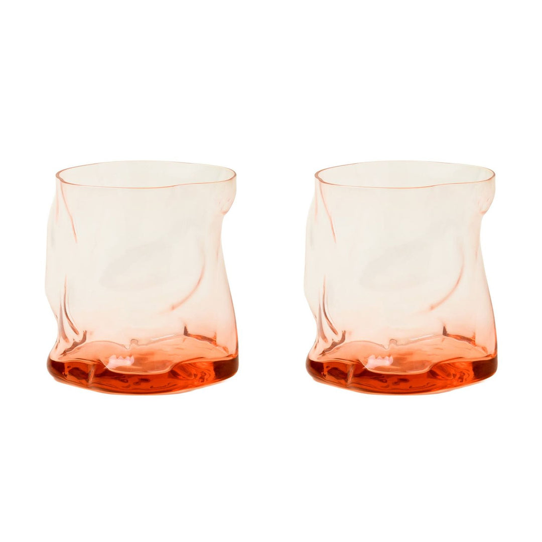 On the Rocks Drinking Glass in Light Pink, Set of 2