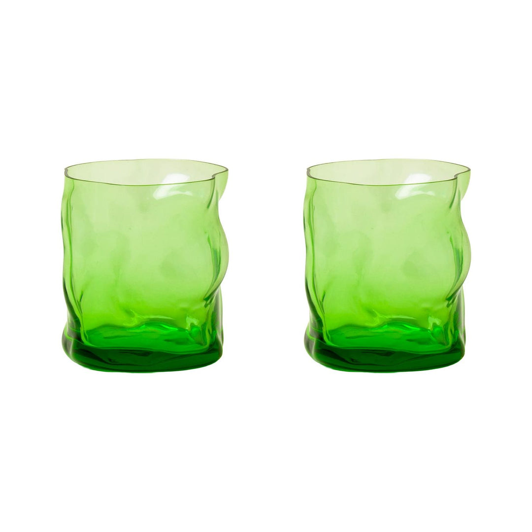On the Rocks Drinking Glass in Grass Green, Set of 2