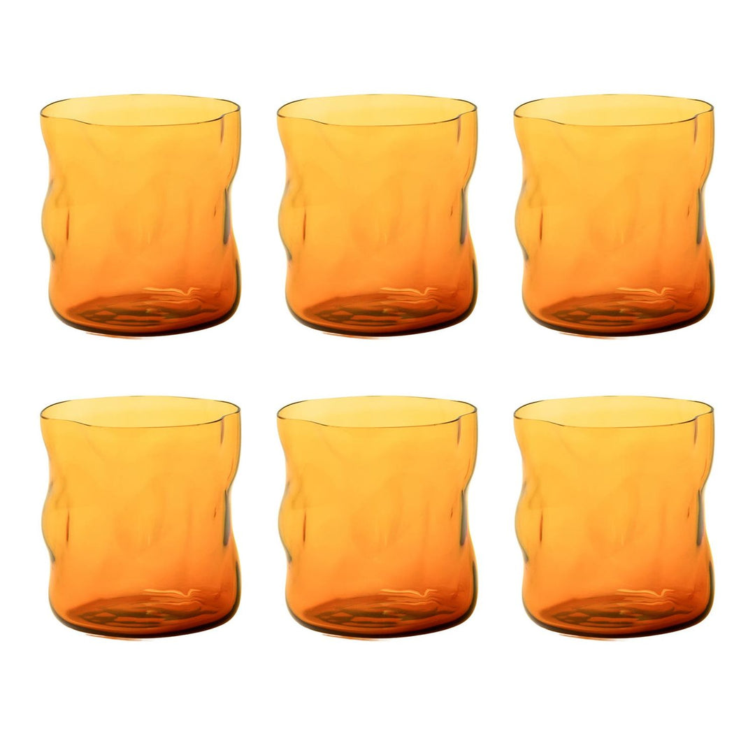On the Rocks Drinking Glass in Amber, Set of 6