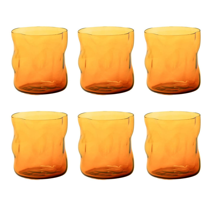 On the Rocks Drinking Glass in Amber, Set of 6
