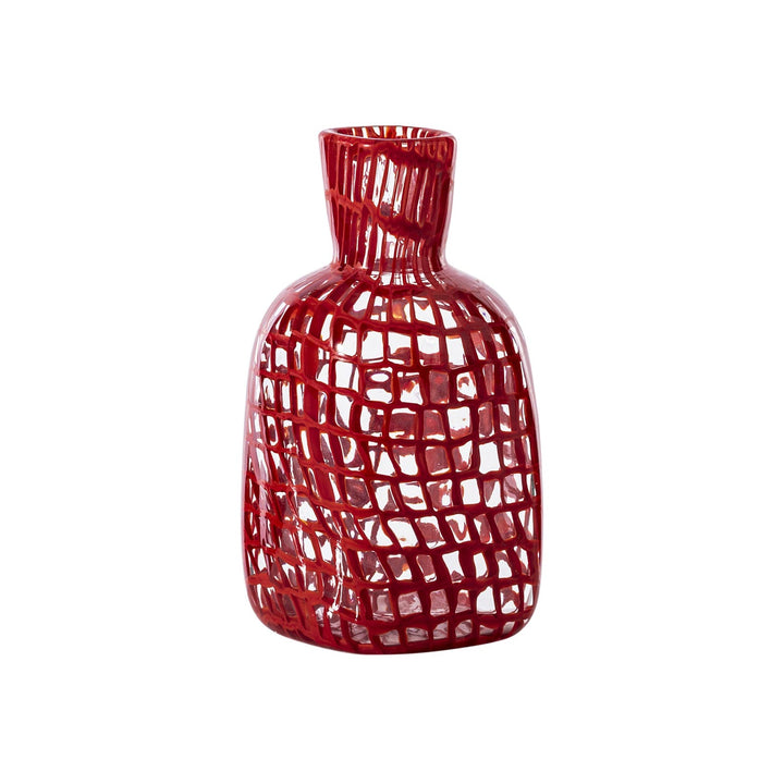 Occhi Glass Vase in Crystal / Coral