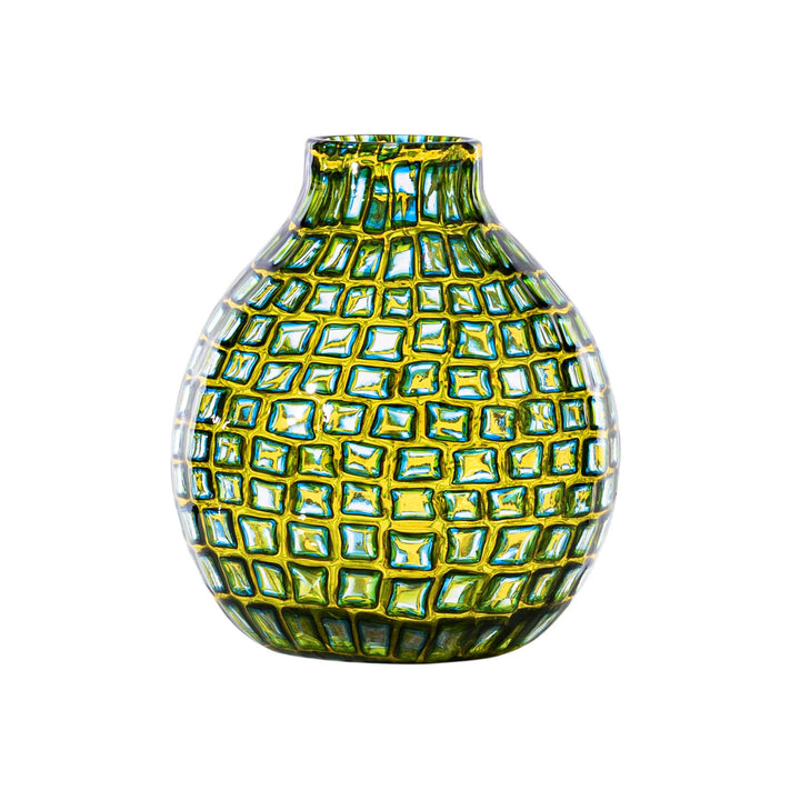Murrine Romane Glass Vase in Yellow, 7.09" H