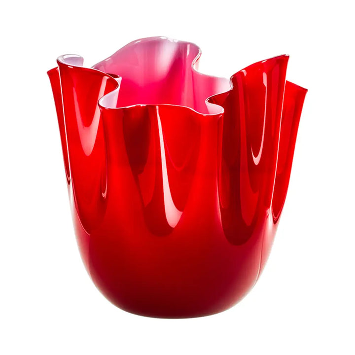 Fazzoletto Vase by Venini - L - Glossy Red, Opaque Pink