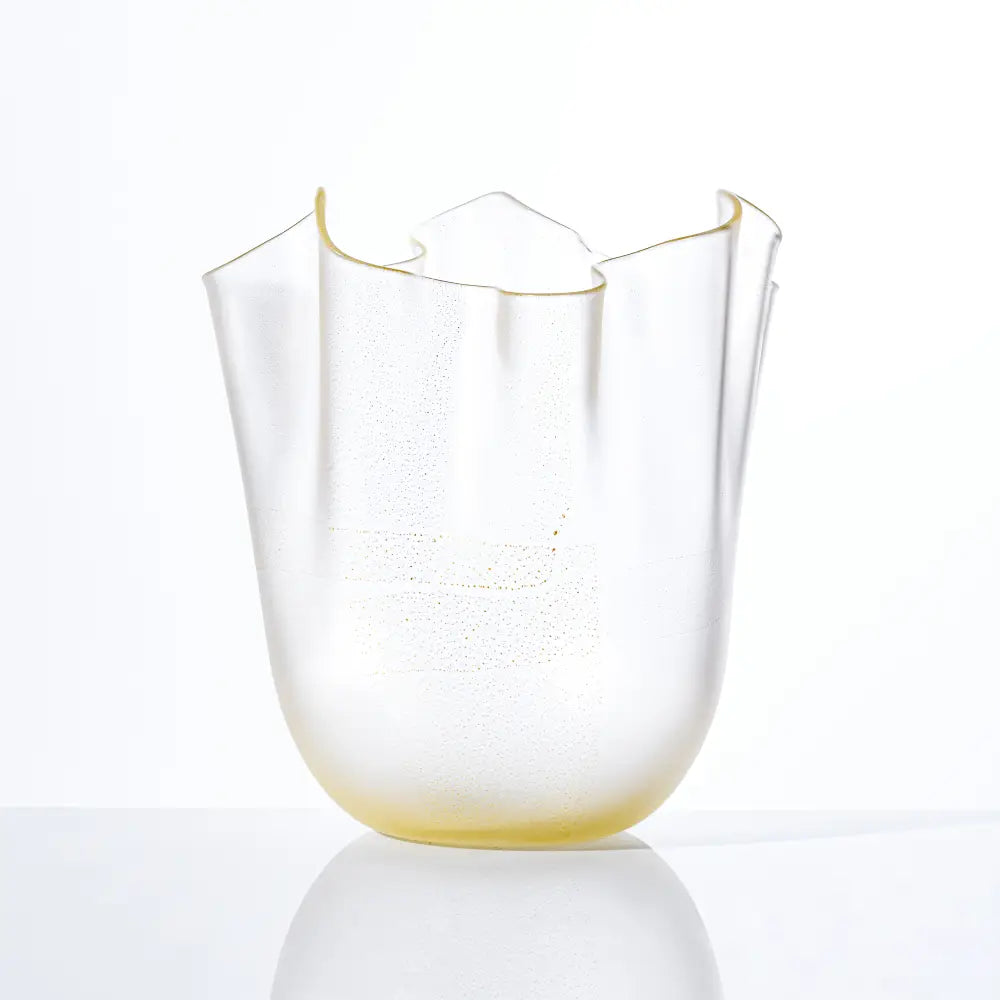 Fazzoletto Vase by Venini - M - Matte Gold Leaf and Crystal