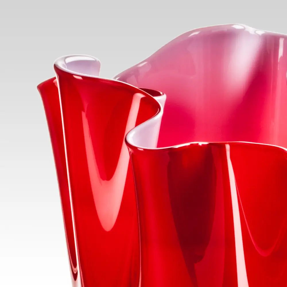 Fazzoletto Vase by Venini - M - Glossy Red, Opaque Pink