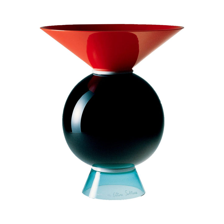 Yemen Glass Vase in Black / Light Green / Coral / Milk White