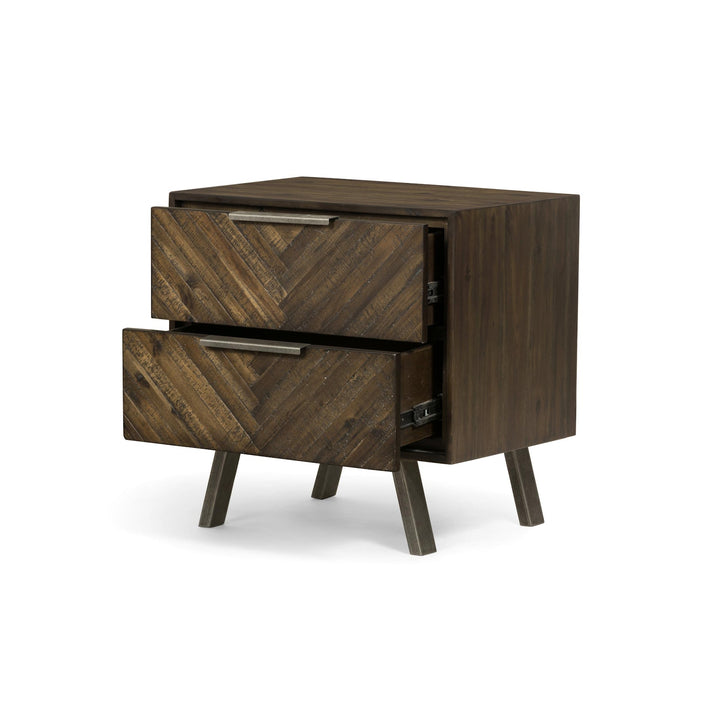 Harrington Nightstand with both drawers open, showing bedside storage