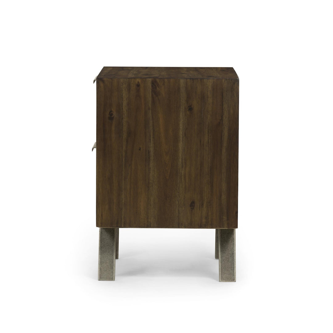 Side view of the Harrington Nightstand in hazel-finished wood