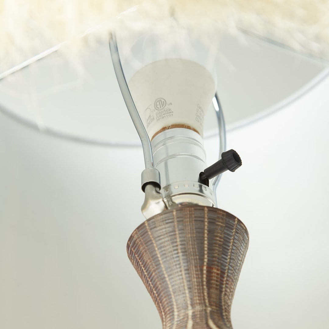 Close-up of the Sisa Table Lamp socket, rotary switch and shade support