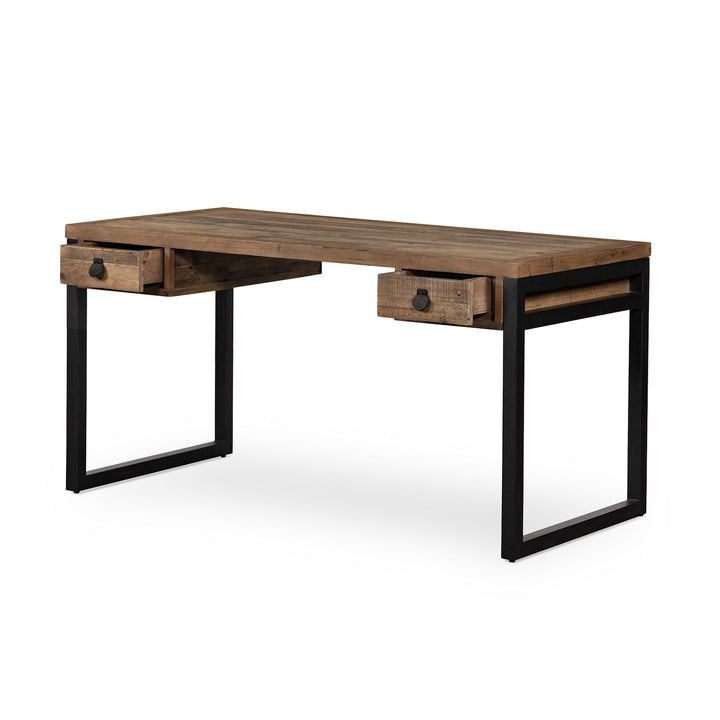 Woodenforge Desk with both storage drawers open