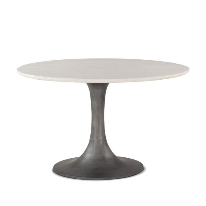 Palm Springs 48" Marble Round Dining Table Silver Base-Home Trends & Designs-HOMETD-FPA-RD48WMZN-Dining TablesWhite Marble-3-France and Son