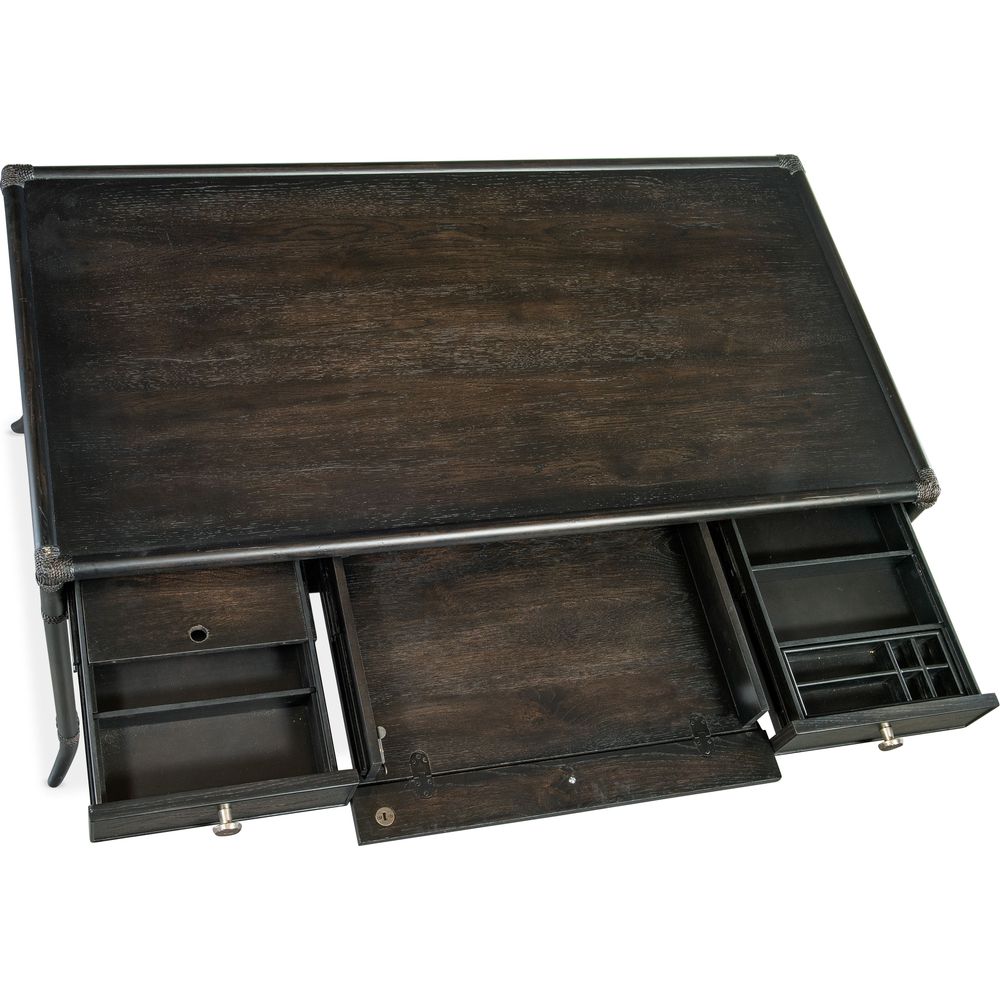 Retreat Pole Rattan Writing Desk - Dark Wood