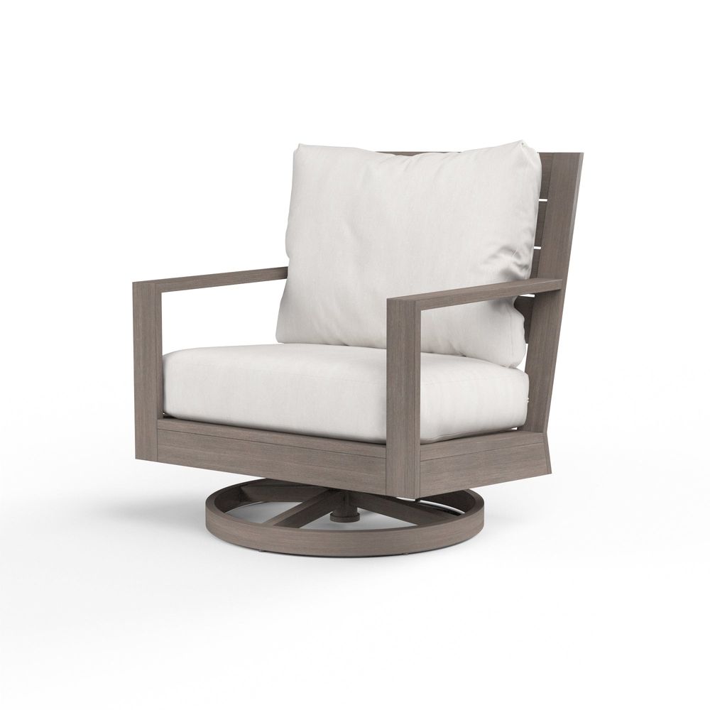 Outdoor Lounge Chairs Laguna Swivel Club Rocker in Canvas Flax, No Welt