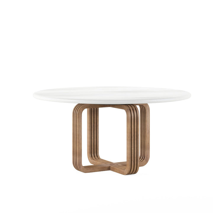 Portico Round Dining Table - White, Brown