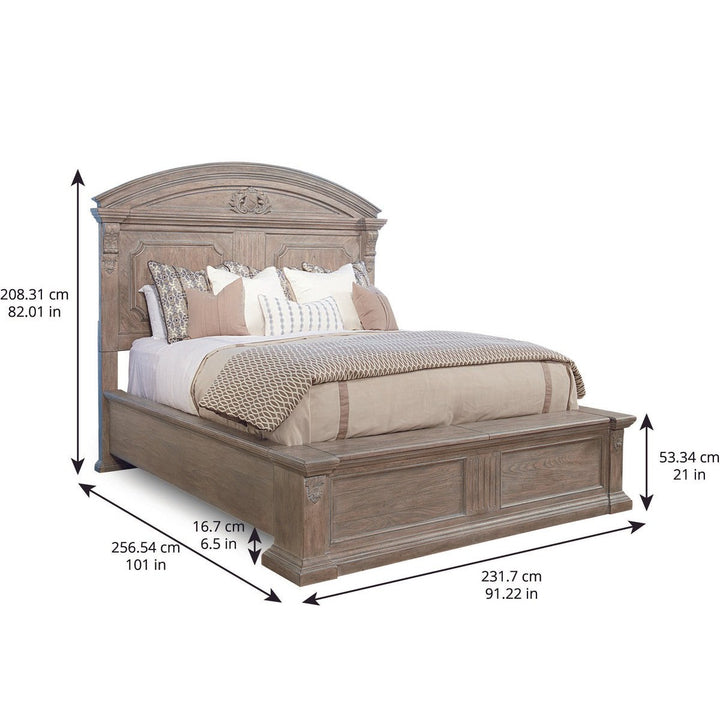 Arch Salvage King Chambers Panel Bed - Brown, Grey