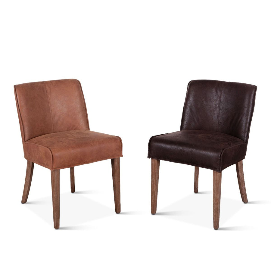 Buddy 20" Dining Chair - Set of Two-Home Trends & Designs-HOMETD-G201-364-340-82-Dining ChairsDark Brown Leather and Natural Legs-1-France and Son