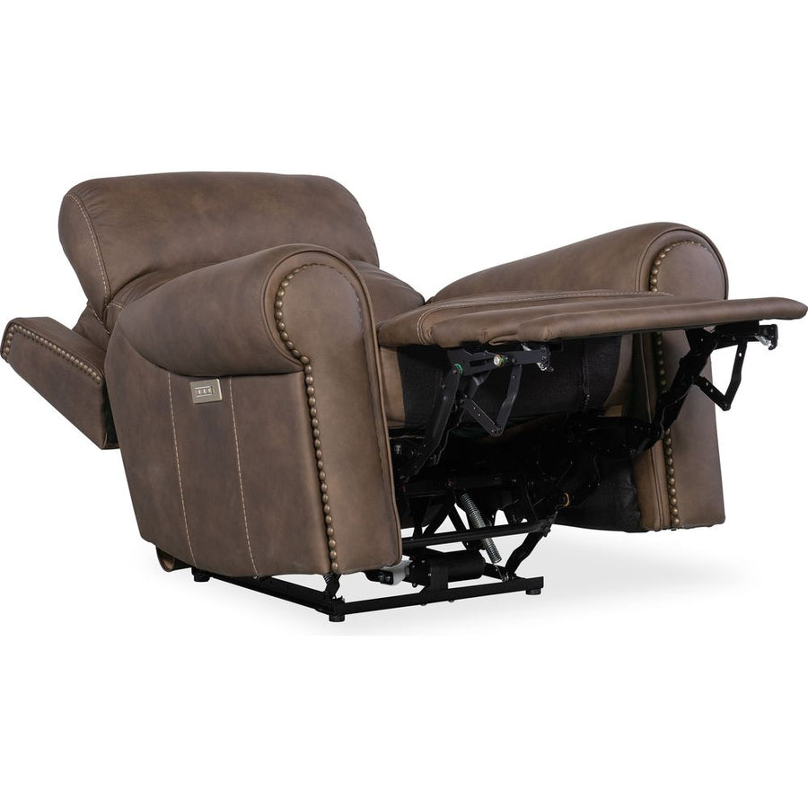 Lounge Chairs: Recliners Duncan Power Recliner with Power Headrest & Lumbar - Dark Brown