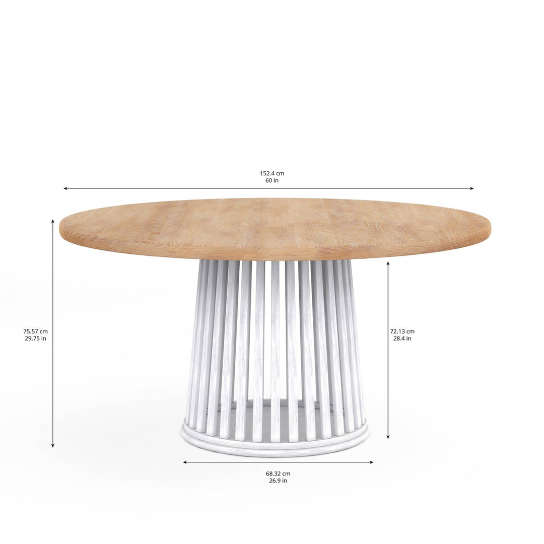 Post Round Dining Table - Brown, White