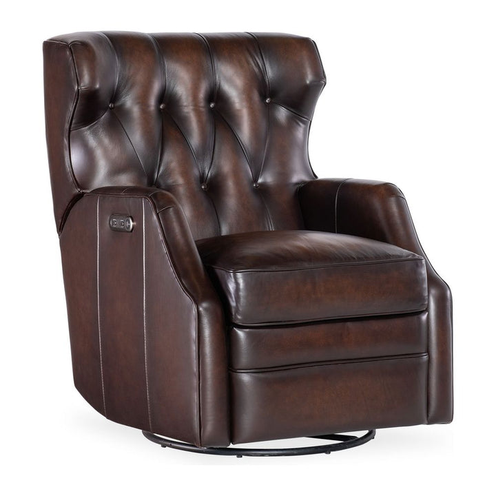 Lounge Chairs: Recliners Seraphine Power Swivel Glider Recliner - Dark Brown