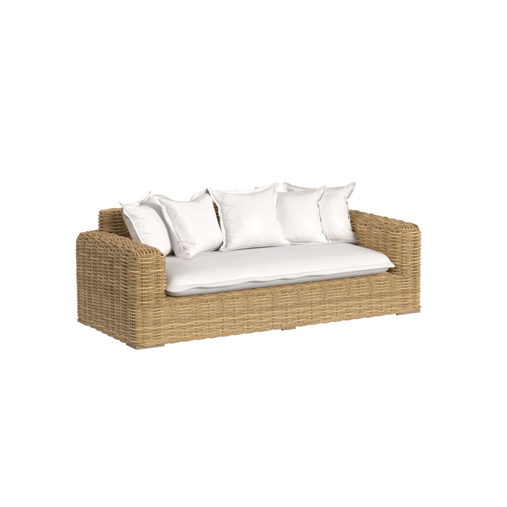 Outdoor Sofas and Sectionals Playa Loveseat in Soothe Pearl w/ Flange Welt