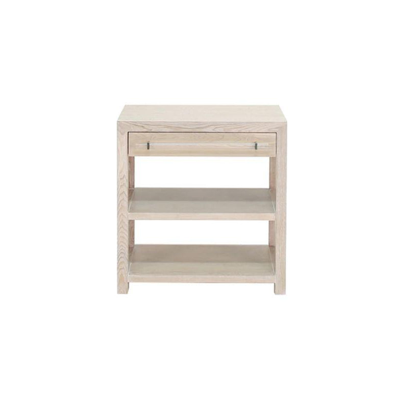 Garbo - Side Table In Light Cerused Oak/Includes Brass & Nickel Hrdwr Options W Acrylic Rod