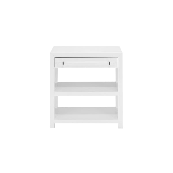 Garbo - Side Table In Glossy White/Includes Brass & Nickel Hrdwr Options W Acrylic Rod