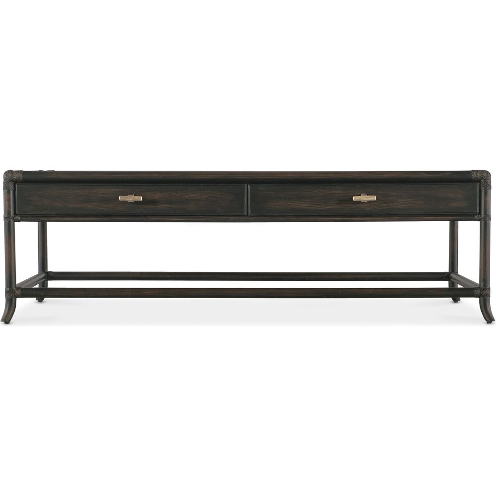 Coffee Tables Solace Pole Rattan Cocktail Table - Dark Wood