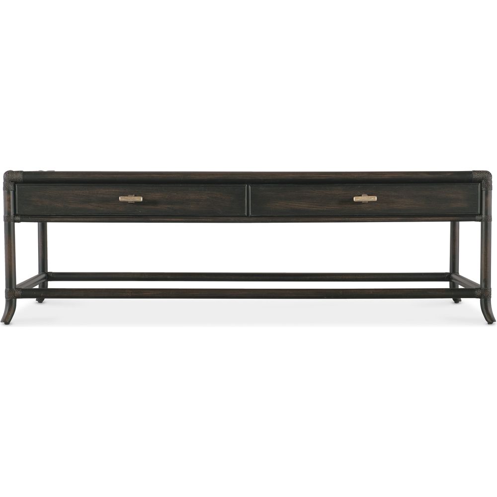 Coffee Tables Retreat Pole Rattan Cocktail Table - Dark Wood