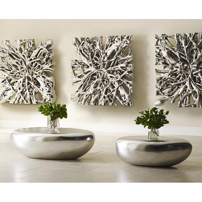 River Stone Coffee Table - Small Silver Leaf