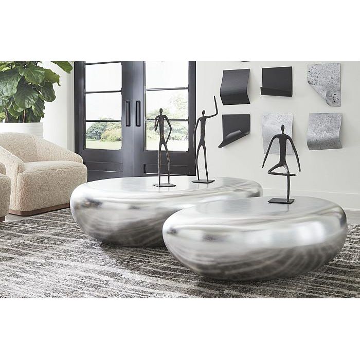 River Stone Coffee Table - Small Silver Leaf
