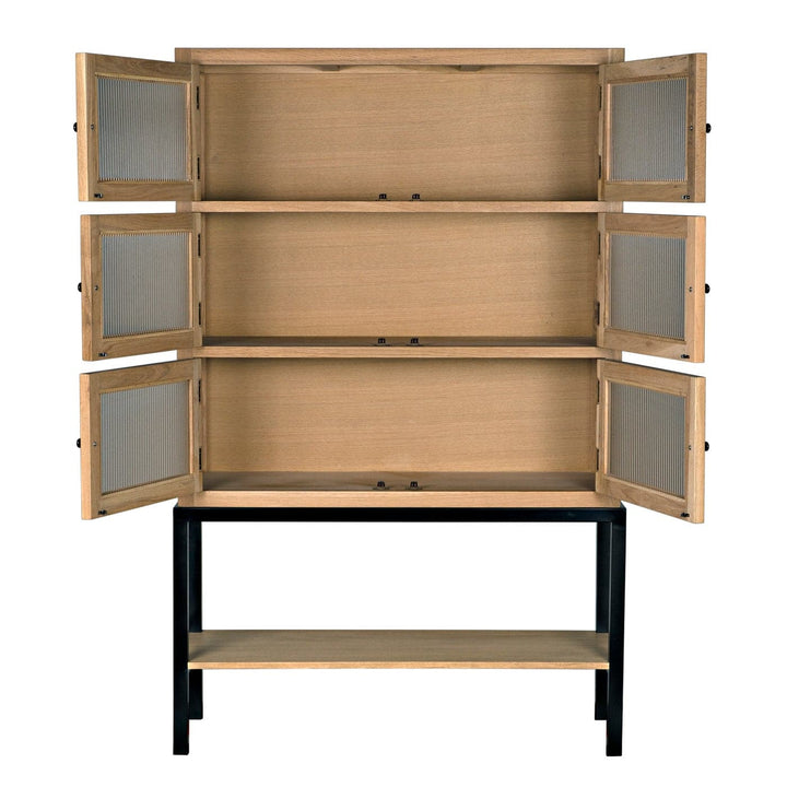 Darien Hutch, White Oak w/Metal-Noir-NOIR-GHUT160WO-Bookcases & Cabinets-3-France and Son